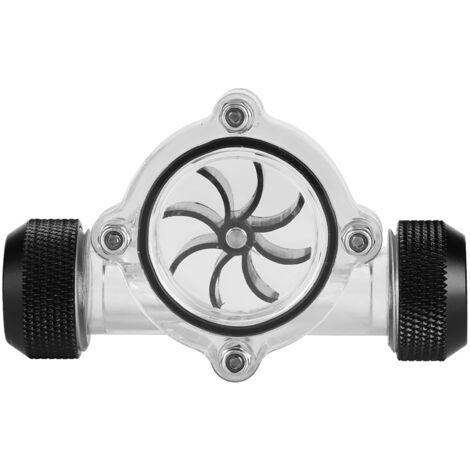 Indicateur de débit avec raccord femelle G1/4" pour refroidissement PC, 8 ailettes (Noir) (1/5)