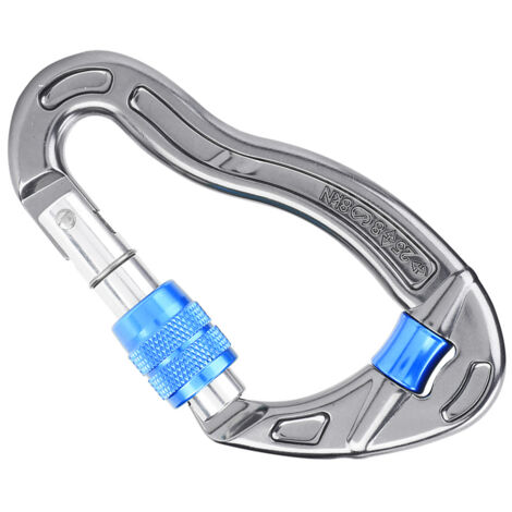 Mousqueton de sécurité 25KN à vis pour escalade, alpinisme et équipement de secours (Bleu) (1/5)
