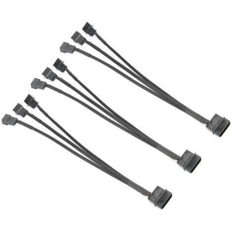3 pièces câble séparateur ventilateur 4 broches, adaptateur d'alimentation pour refroidissement PC, câble 3 ports (1/5)