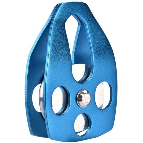 Poulie de secours 32KN pour escalade et alpinisme, poulie simple à plaque pivotante bleue (1/5)