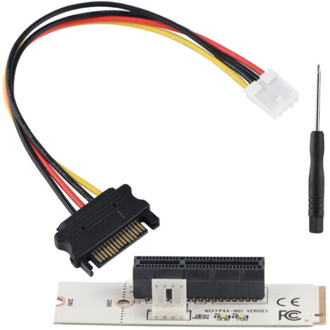 Carte d'Extension PCI-E 4X pour Connecteur M.2 Key M NGFF avec Indicateur LED et Câble d'Alimentation SATA (1/5)
