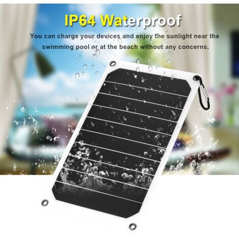 Panneau solaire portable 10W étanche IP64 avec sortie USB 5V pour chargeurs mobiles extérieurs
