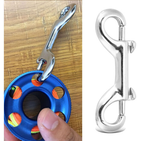Acier inoxydable robuste, mousqueton double à clip pour plongée sous-marine, boucle de sécurité (77mm) (1/5)