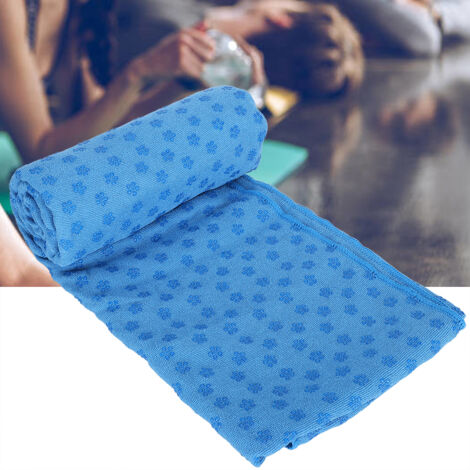 Serviette de Yoga Anti-Dérapante - Tapis de Sol Couverture Fitness pour Exercices 183x63cm (Bleu Ciel) (1/5)