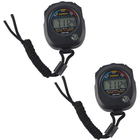 2 PCS Chronomètre Numérique LCD Portable Multifonction pour Sport/Course/Natation (1/5)