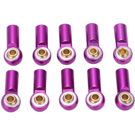 10 pièces Douille à Rotule en Aluminium M3, Tête à Billes Métallique pour Suspension de Voiture RC 1/10 AXIAL SCX10 - Violet (1/5)
