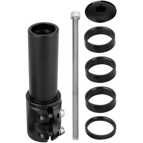 Rallonge De Potence VTT 28,6 Mm – Alliage D’aluminium, Hauteur Réglable (max 70 Mm), Compatible Route, VTT, BMX, Noir Mat
