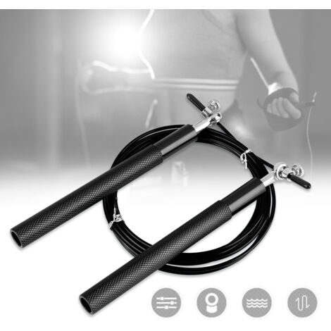 Poignée en Alliage d'Aluminium - Corde à Sauter de Vitesse pour Entraînement Sportif (Noir) (1/5)