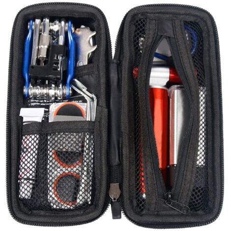 Trousse d'outils vélo portable en coque dure noire pour entretien et réparation cycliste