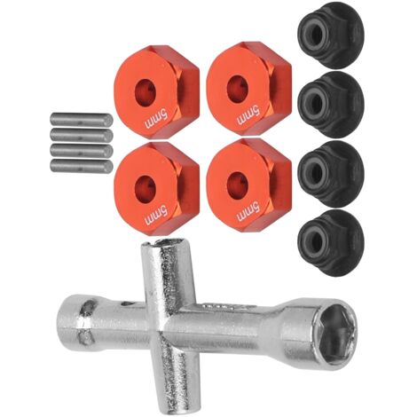 Adaptateur Hex 12mm Épaisseur 5mm Clé Croisée M4 Écrou Anti-Dérapage pour Voiture RC 1/10 (Rouge) (1/5)