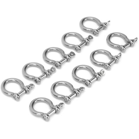 10 pièces Manille en Acier Inoxydable Haute Résistance, Anneau en D pour Ancrage Camping Randonnée Sports Extérieurs (M4 Charge 60kg) (1/5)