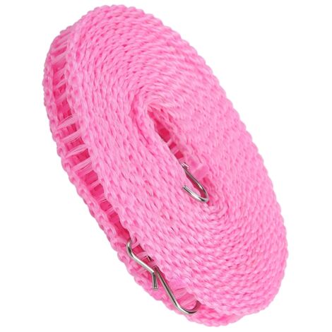 Corde à linge extérieure portable anti-dérapante 5 mètres renforcée (Rose) pour séchage vêtements (1/5)