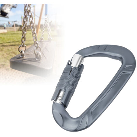 1 pcs Mousqueton en Aluminium Aéronautique 7075 12KN Boucle en D Accessoire de Sécurité Extérieure Gris (1/5)