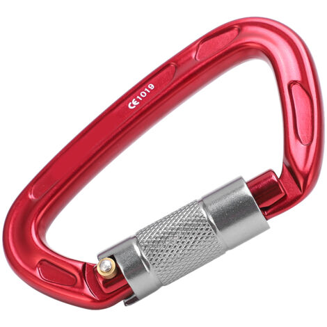 Cadenas de Sécurité D Type pour Escalade Extérieure Léger et Antirouille (Rouge) (1/5)