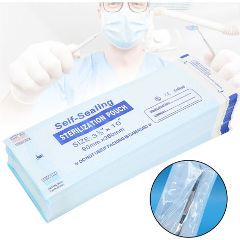 200 sachets stérilisation autocollants dentaires médicaux (90x260mm) (1/5)
