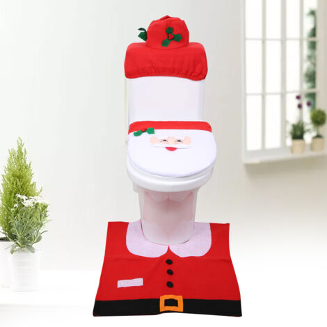 Housse de toilette Père Noël pour décoration de salle de bain de Noël (1/5)