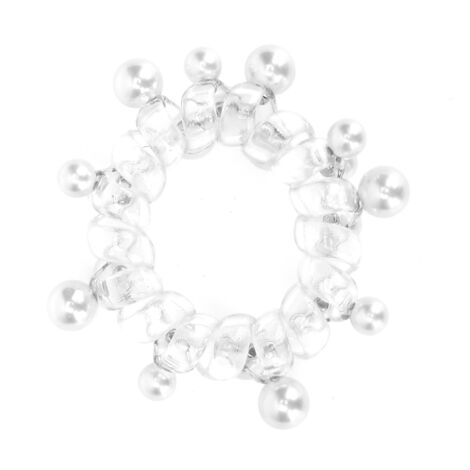 Attaches cheveux spirales colorées avec perles - Élastiques téléphone pour queue de cheveux - Cadeau blanc (1/5)