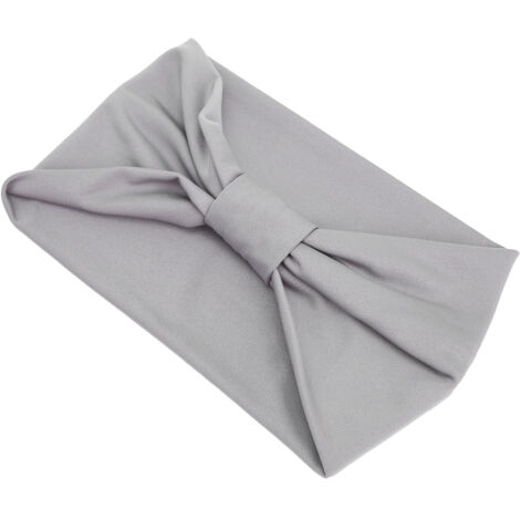 Bandeau pour Cheveux en Tissu avec Nœud Croisé, Élastique et Anti-Dérapant - Accessoire Capillaire Femme (Gris) (1/5)