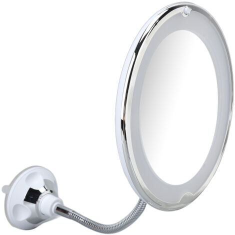 Miroir de maquillage ventouse 8 pouces 10X avec lumière LED blanche, miroir cosmétique grossissant ventouse pour maquillage (1/5)