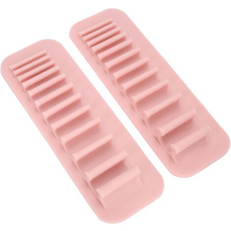 2 pièces Rack de Séchage pour Brosses de Maquillage en Silicone, Support Murale pour Brosses à Dents, Organisateur de Salle de Bain (1/5)