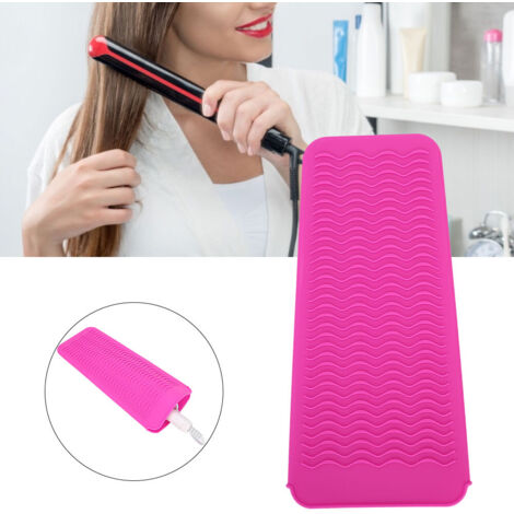 Étui de voyage en silicone résistant à la chaleur pour lisseur et boucleur à cheveux, anti-dérapant (Rouge rose) (1/5)