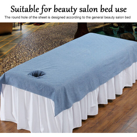 Housse de Massage pour Salon de Beauté en Coton Doux avec Trou Respiratoire Bleu Marine (1/5)