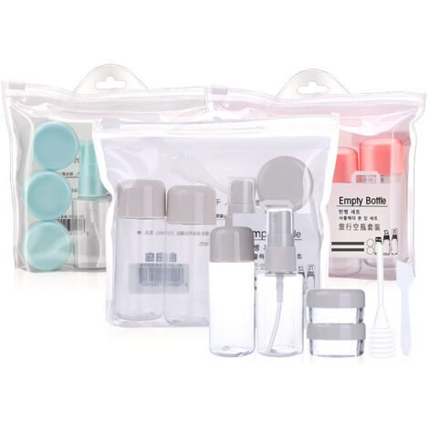 8 Pièces Bouteilles de Voyage Anti-Fuites Récupérables pour Shampoing Liquide avec Flacon Spray et Pots Crème Cosmétique (1/5)