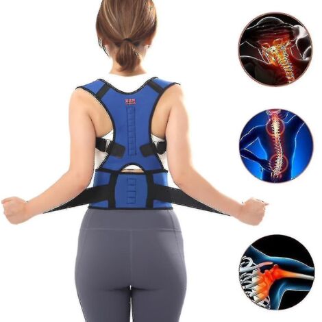 Ceinture de soutien lombaire, correcteur de posture, ceinture orthopédique de maintien du dos et de la colonne vertébrale - Taille L - Bleu (1/4)