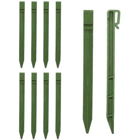 Piquets de jardin multifonctionnels de 25 cm avec crochets, pour tentes de jardin ou de cour, noirs et réutilisables - Verts (1/5)