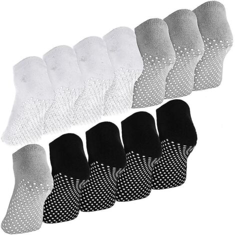 Lot de 6 paires de chaussettes antidérapantes adhésives pour Pilates, Yoga et Barre, pour enfants, femmes et hommes. (1/5)