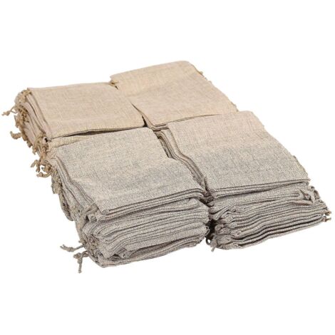 100 pochettes d'emballage en toile de jute avec cordon de serrage, 13 x 18 cm, pour cadeaux, rangement et pochettes à bijoux en lin. (1/5)