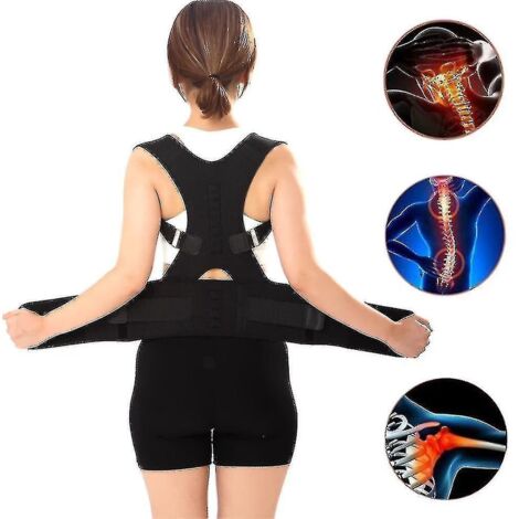 Ceinture de soutien lombaire, correcteur de posture, ceinture orthopédique de maintien du dos et de la colonne vertébrale - XXL - Noir (1/5)