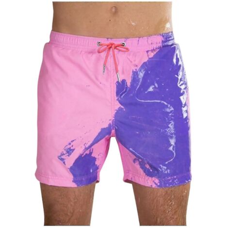 Short de plage magique à séchage rapide, changeant de couleur, pour adultes et enfants - Taille enfant L - Rose (1/5)