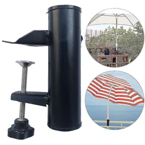 Support de parasol à pince pour terrasse, support de parasol de balcon, support de parasol - Noir (1/5)