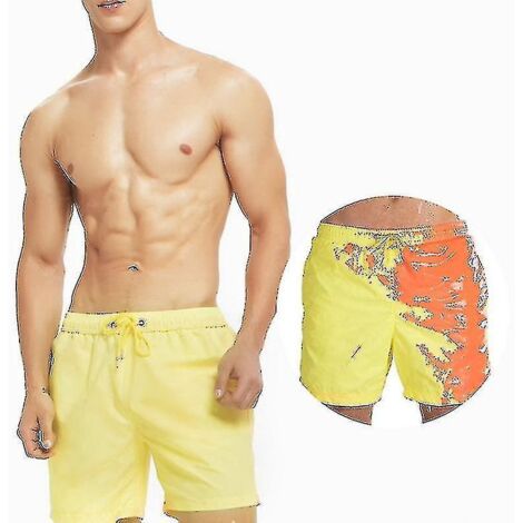 Short de plage magique à changement de couleur, séchage rapide, pour adultes et enfants - XL - Jaune (1/3)