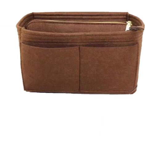 Organisateur de voyage pour sac à main, doublure en feutre, pochette de rangement pour sac fourre-tout, 3 tailles pour femmes - 22 x 11 x 13 cm - Marron (1/5)