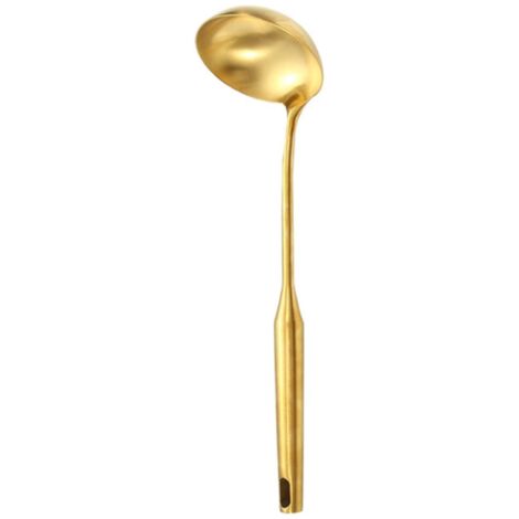 Ensemble de 6 ustensiles de cuisine en acier inoxydable doré, louche et spatule antirouille, style moderne – 1 louche (1/5)