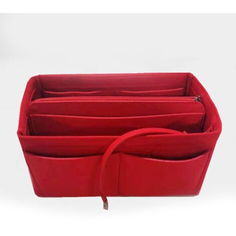 Organisateur de voyage pour sac à main, doublure en feutre, pochette de rangement pour sac fourre-tout, 3 tailles pour femme - 22 x 11 x 13 cm - Rouge (1/5)