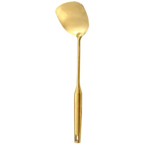 Ensemble de 6 ustensiles de cuisine en acier inoxydable : louche à soupe dorée, spatule, antirouille, style moderne – 1 spatule (1/5)