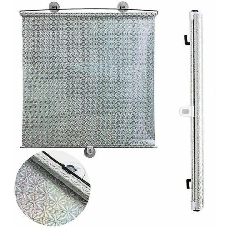 Lot de 2 stores enrouleurs à ventouses, pare-soleil, rideaux occultants pour voiture et maison - yky - 45 x 125 cm - Argent (1/4)