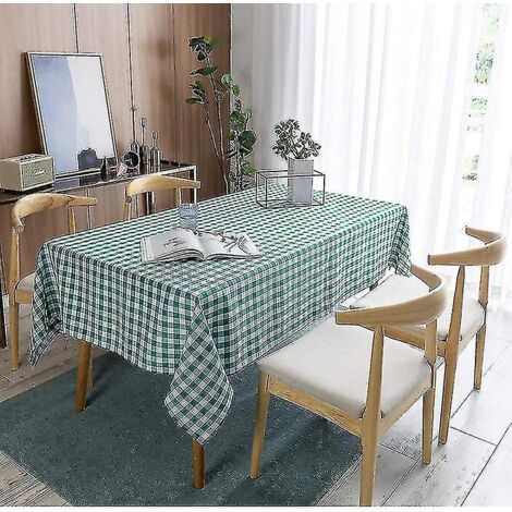 Nappe rectangulaire à carreaux vichy - Résistante aux taches, imperméable et lavable, idéale pour les pique-niques et les repas de fête en extérieur (6 tailles, 5 couleurs) - 90 cm x 140 cm - Verte (1/4)