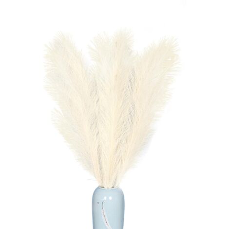 Décoration en herbe de la pampa - Herbe de la pampa artificielle haute de 110 cm - Branches d'herbe pomponnées et florales - Beige (1/5)