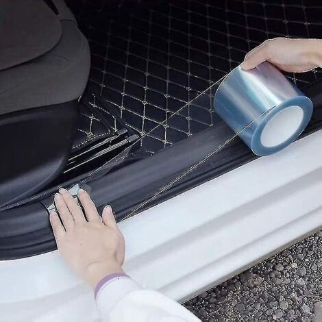Film protecteur transparent pour seuil de portière de voiture, film protecteur auto-adhésif pour la plupart des voitures (10 cm x 5 m) (1/5)