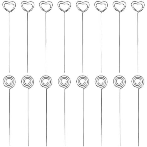 Lot de 60 pinces à mémo en fil métallique, porte-cartes, pinces pour numéros de table, supports photo pour mariage et fête. (1/5)