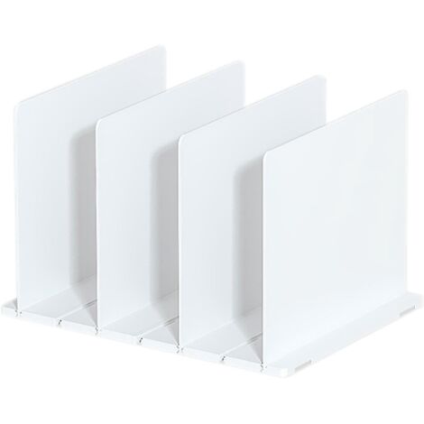 Séparateurs d'étagères, 3/4/5 pièces, étagères en ABS pour l'organisation des placards, livres, serviettes, chapeaux, séparateurs pour sacs à main - 4 pièces - Blanc (1/5)