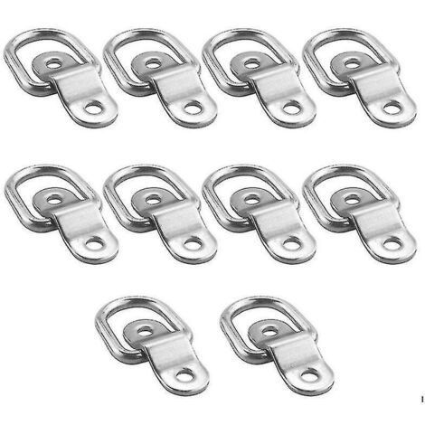 Lot de 10 anneaux d'arrimage en D, anneaux d'arrimage robustes en acier inoxydable 1/4" (1/5)