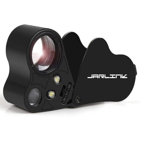 Loupe de bijoutier éclairée 30x 60x, pliable, noire (1/5)
