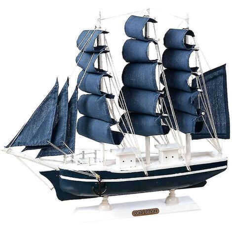 Maquette de voilier en bois, décoration artisanale, jouet nautique de type corsaire, ornement de table, jouet marin - 23 cm (1/3)