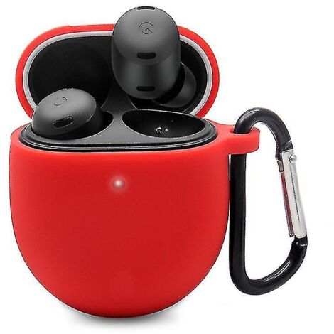 Étui de protection en silicone pour écouteurs Bluetooth Google Pixel Buds Pro, antichoc et avec boucle anti-perte - Rouge (1/5)