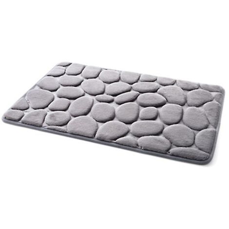 Tapis de bain antidérapant et absorbant, en mousse à mémoire de forme douce, pour salle de bain et cuisine - gris (1/5)